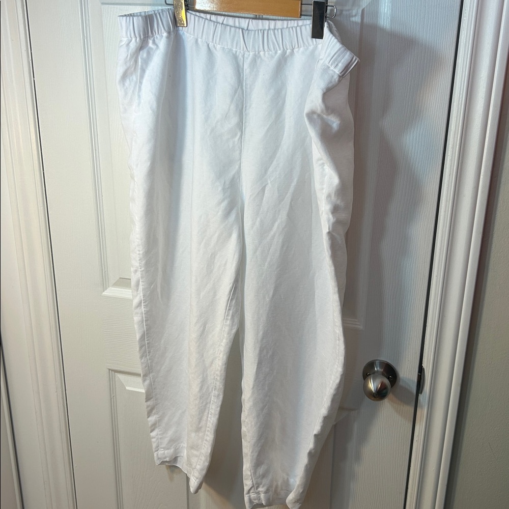 Eileen Fisher Women's White Tencel & Organic Linen Slub Easy Pant size XL - Picture 3 of 10
